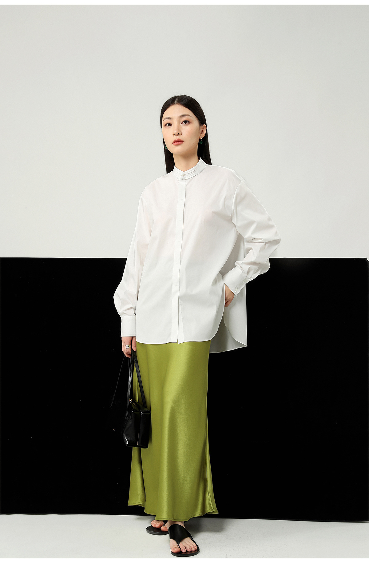 醋酸缎面丝光感柔软垂顺牛筋高腰长款半身裙女2025夏新款飘逸长裙详情19