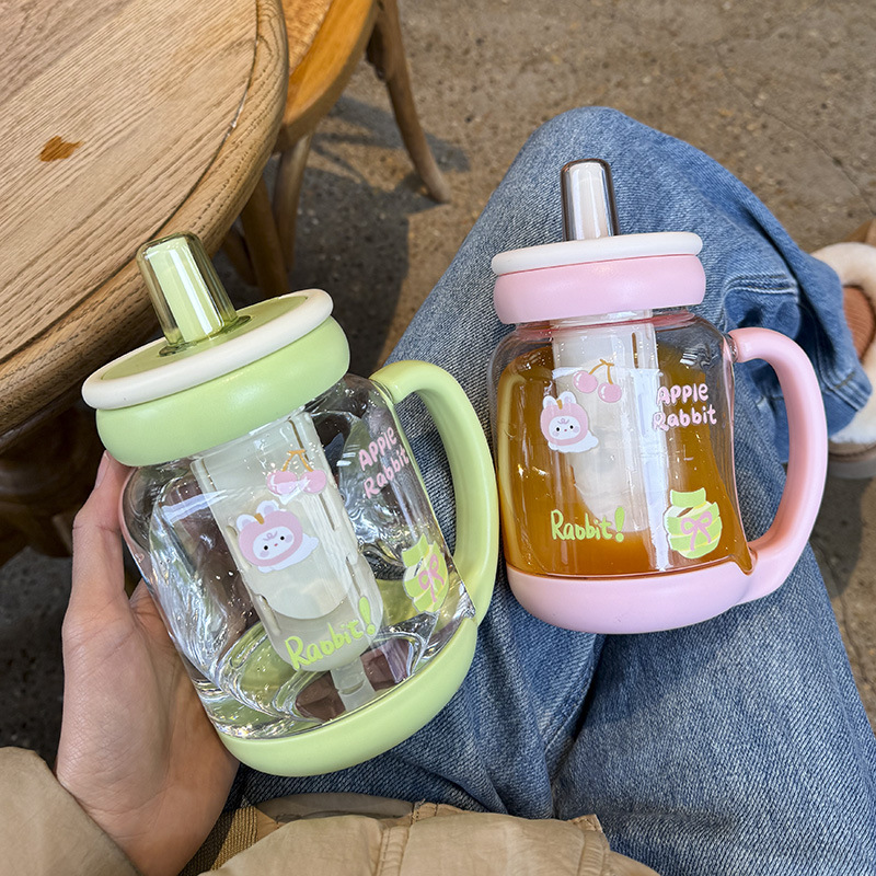 百利友夏季花茶杯900ML可爱杯子女生办公室咖啡杯便携塑料水杯详情2