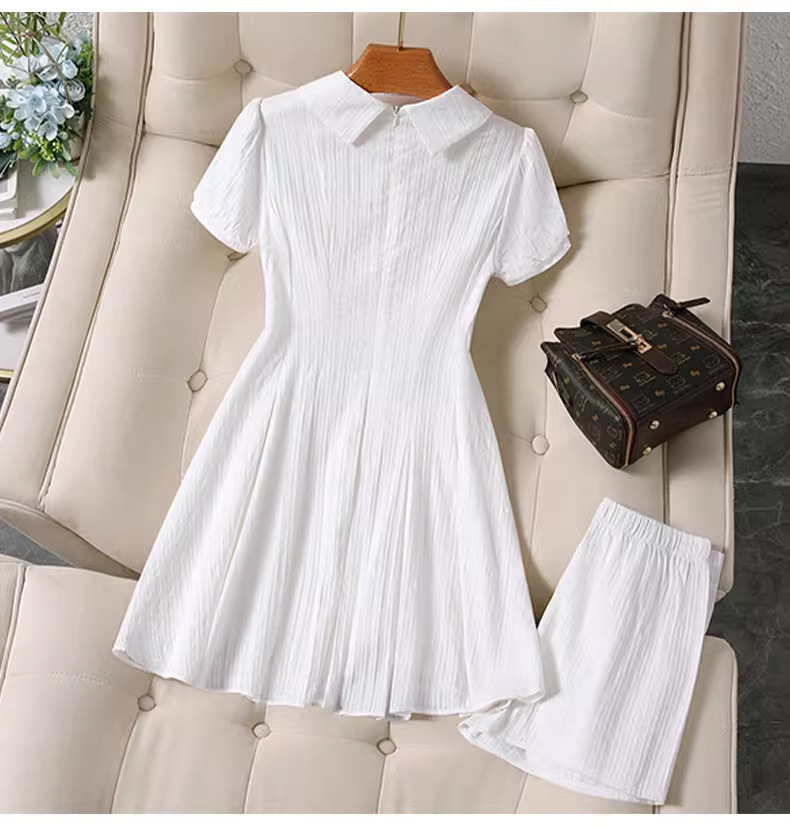 新中式白色泡泡袖衬衫连衣裙子女夏季法式气质小个子收腰甜美短裙详情15