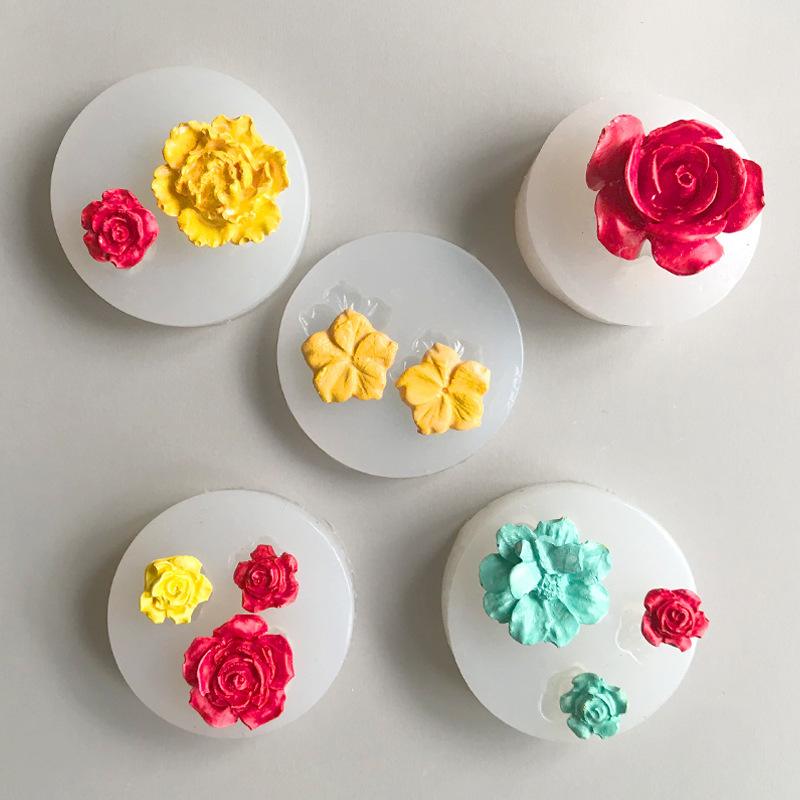 A variety of flower-shaped silicone molds for baking, DIY gypsum scented candle cake, and silicone mold with resin coating decoration pic 10