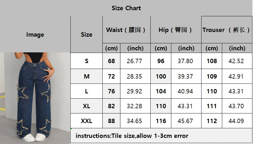 Cross border euram stick jeans amazon pentangle flecos flecos holgado straight coupe casual versátil mop pants pic 1
