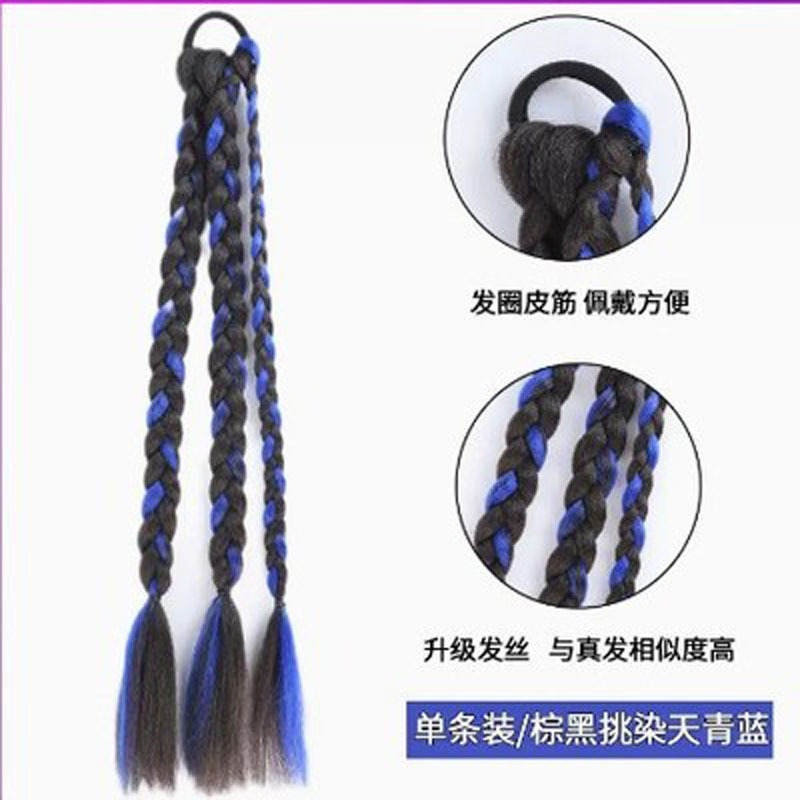 甜酷y2k假发辫子马尾绑发圈脏脏辫女拳击辫发饰儿童编发神器头绳详情4