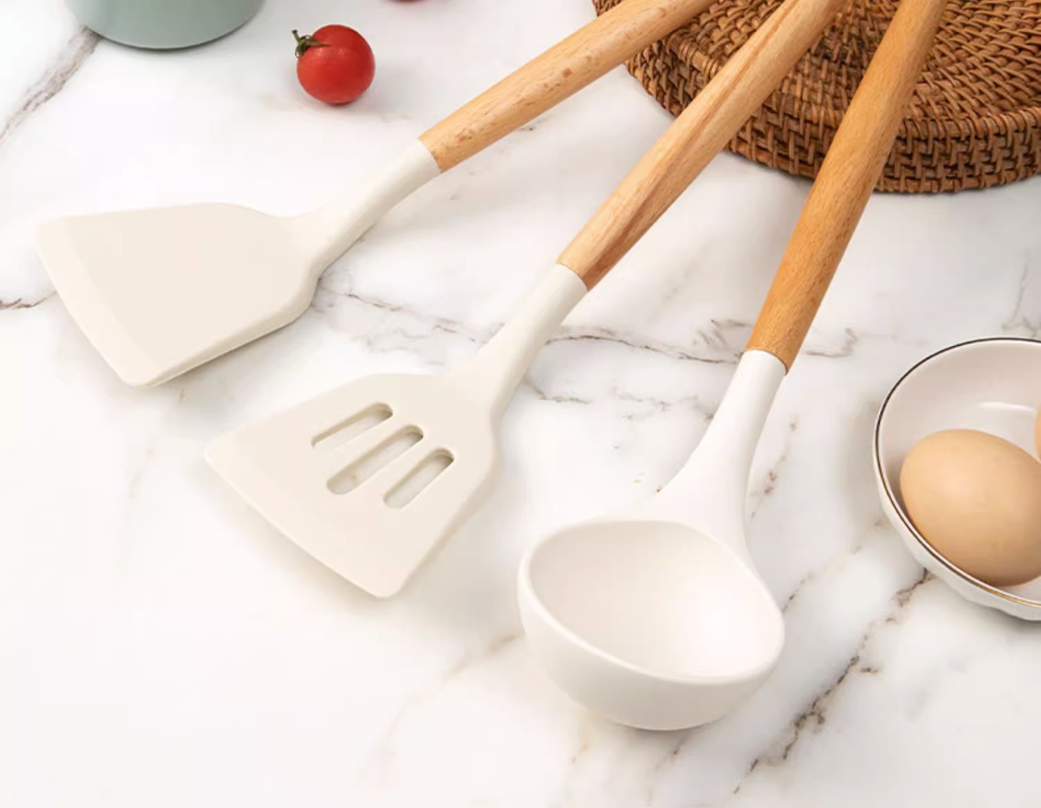 榉木硅胶厨具厨房不粘锅烹饪工具炒菜铲煎铲防烫木柄硅胶锅铲汤勺详情13