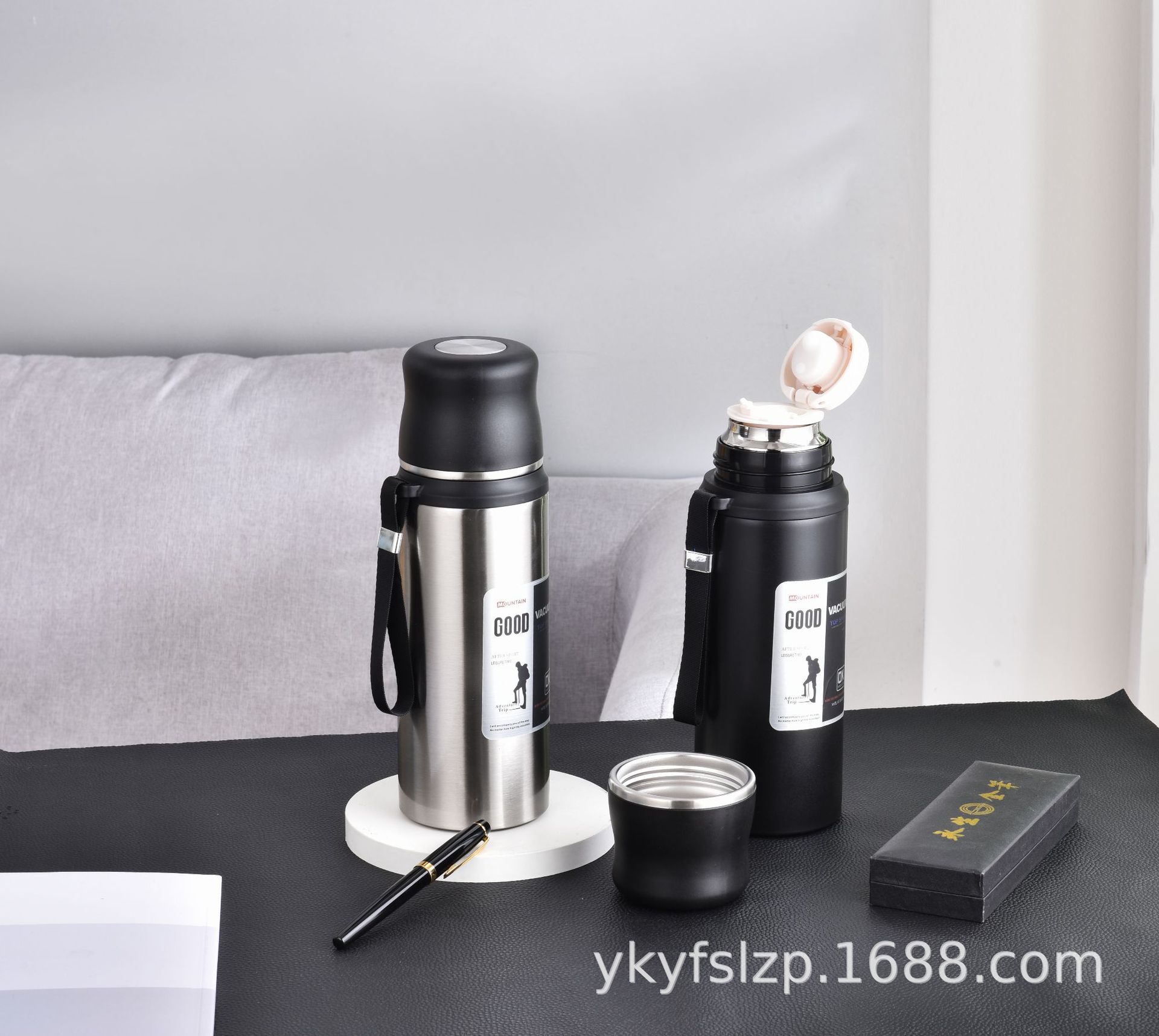 新款大容量304不锈钢真空保温杯 茶水分离户外双饮盖便携式保温杯 时尚耐用保温效果好详情5