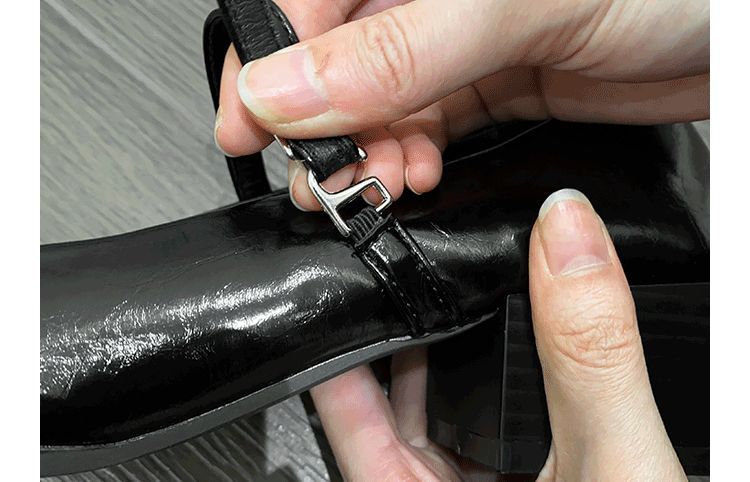 羊皮版~尖头复古玛丽珍鞋软皮一字带浅口粗跟单鞋女高跟通勤女鞋详情17