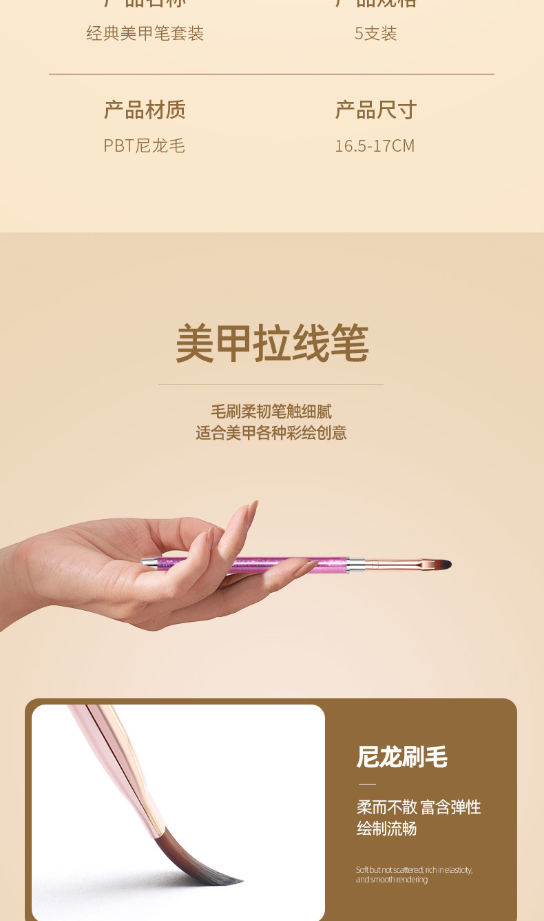 多功能晕染渐变美甲笔双头初学者彩妆工具戳花美甲刷美容护肤详情7