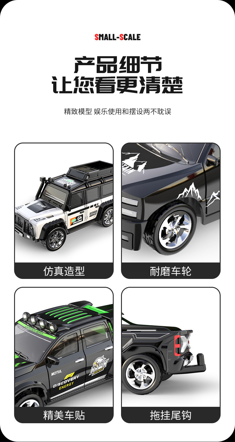 跨境1:64迷你遥控车合金车模带灯光越野车汽车仿真模型儿童玩具详情13