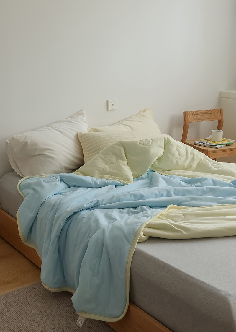 Simple Japanese Muji soft knitted cotton Tianzhu cotton quality two-color summer cool quilt, machine washable, water-washable air-conditioned quilt pic 35