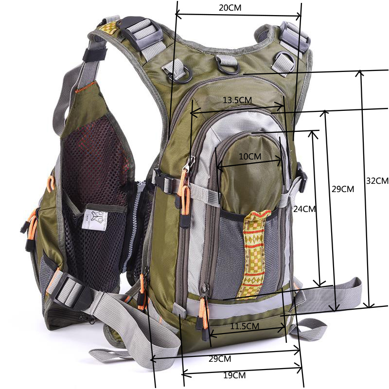 Fishing vest + life jacket + backpack, multi-functional life jacket, fly fishing backpack with multiple pockets pic 2