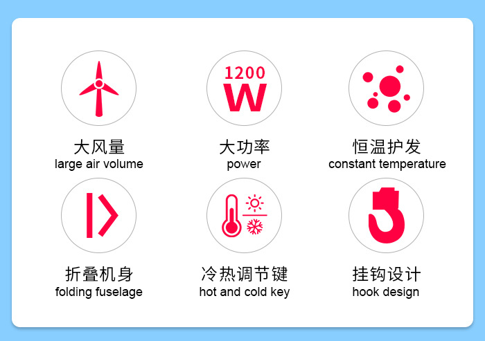 科美电吹风KM-6830负离子恒温护发吹风筒折叠酒店家用小型吹风机详情3