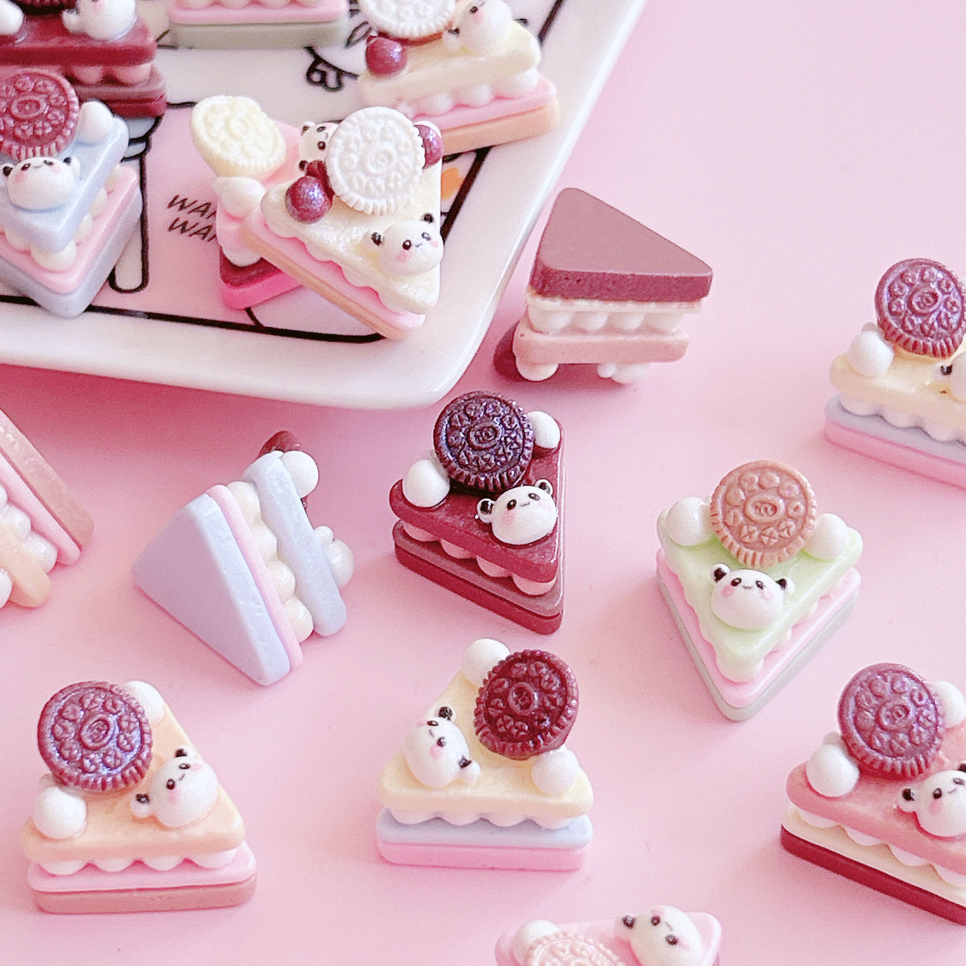 Panda Triangle Mousse Cake Food Play Decoration diy Hair accessory Pendant Handcrafted matching decorative embellishment materials pic 7