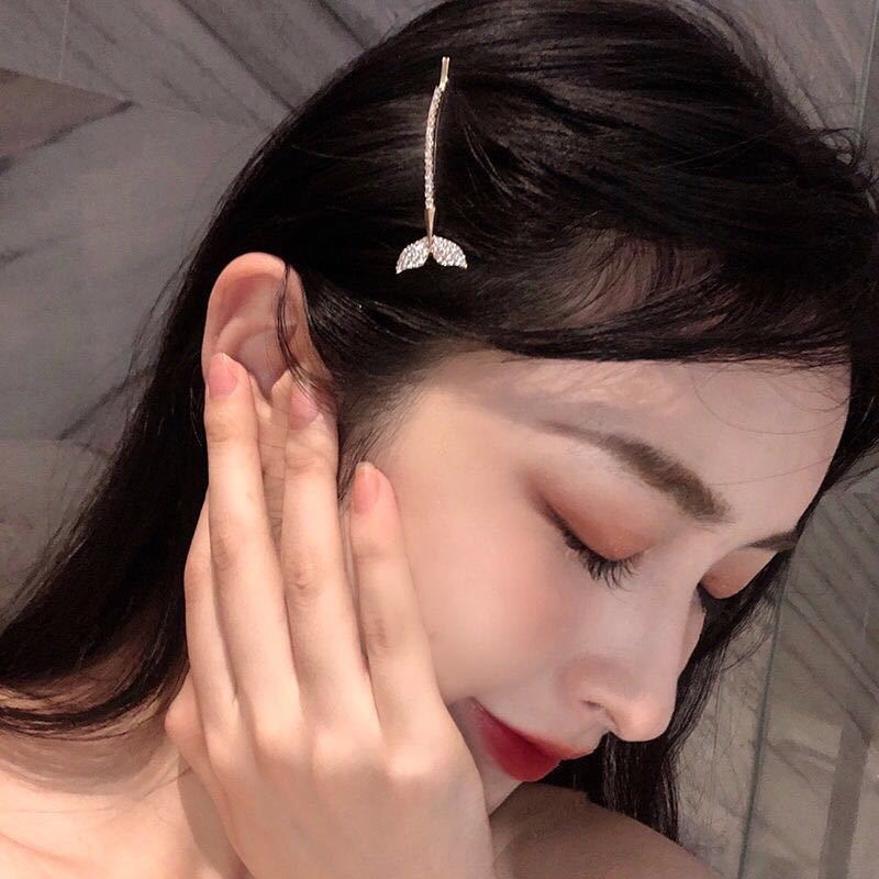 人鱼姬海豚发夹鱼尾边夹少女韩国刘海夹顶夹水钻发卡头饰一字夹子详情3