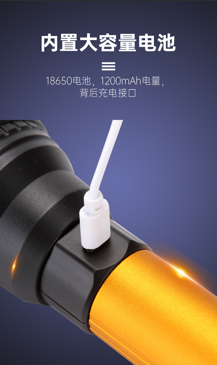 Wholesale of new led flashlight with three adjustable Settings, ultra-bright long-range shooting, household waterproof portable emergency light pic 6