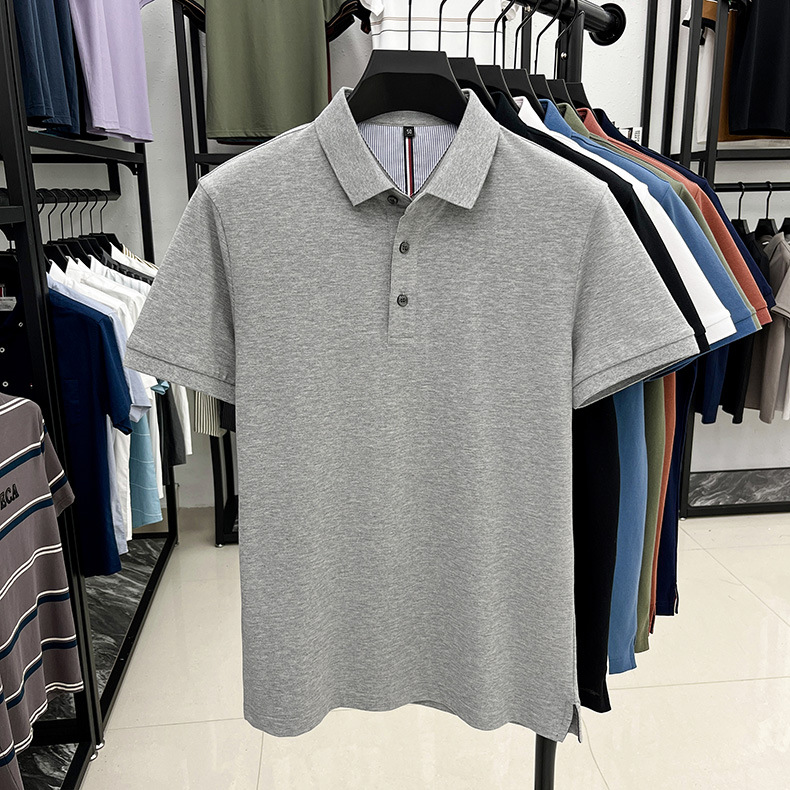 细珠地纯棉polo衫短袖男夏季新款中年纯色商务休闲翻领男士t恤详情16