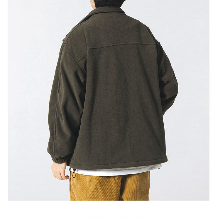 日系羊羔毛外套抓绒卫衣男款秋冬情侣立领摇粒绒学生外穿休闲夹克详情11