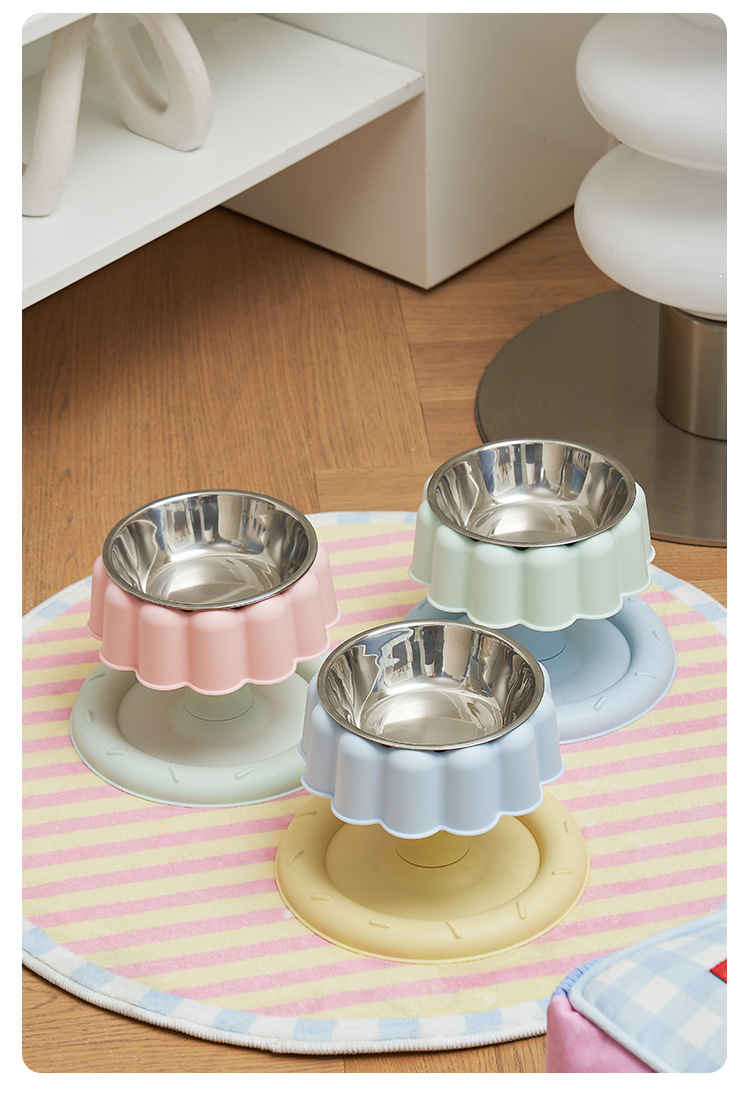 Pet stainless steel anti-knock cat food plate, high rack bowl, pet birthday bowl, dog rice bowl, detachable and easy to clean pic 9