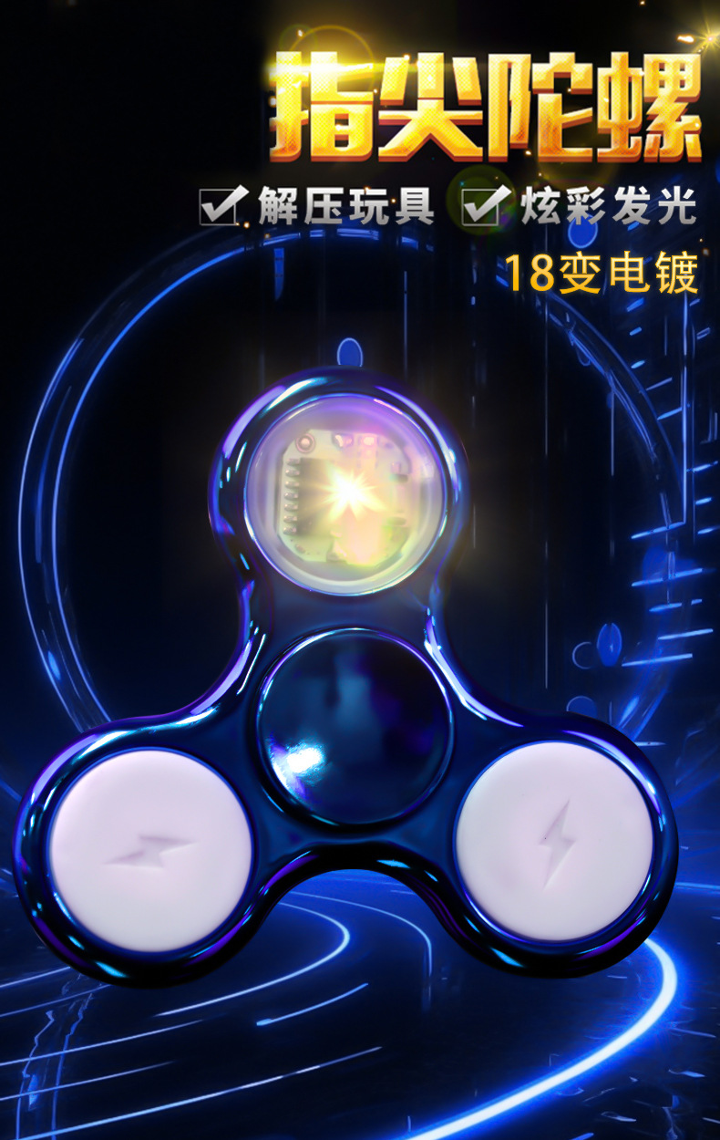 镀彩陀螺指尖带灯18变LED发光水晶儿童指尖陀螺玩具批发解压益智详情1