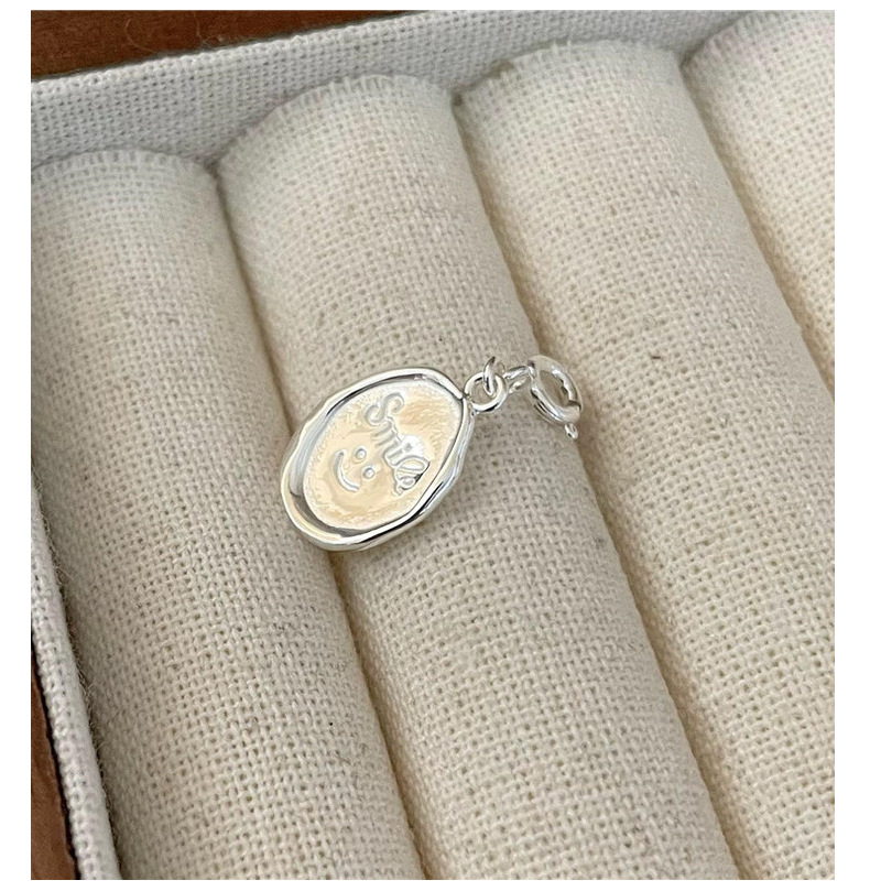 S925 pure silver Korean version niche design white silver fashionable pendant, simple and stylish heart-shaped letter side pendant pic 18