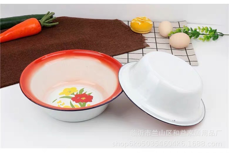 老式搪瓷碗餐厅汤盆搪瓷饭盆怀旧盆子汤碗汤盆家用菜碗泡面冰粉碗详情2