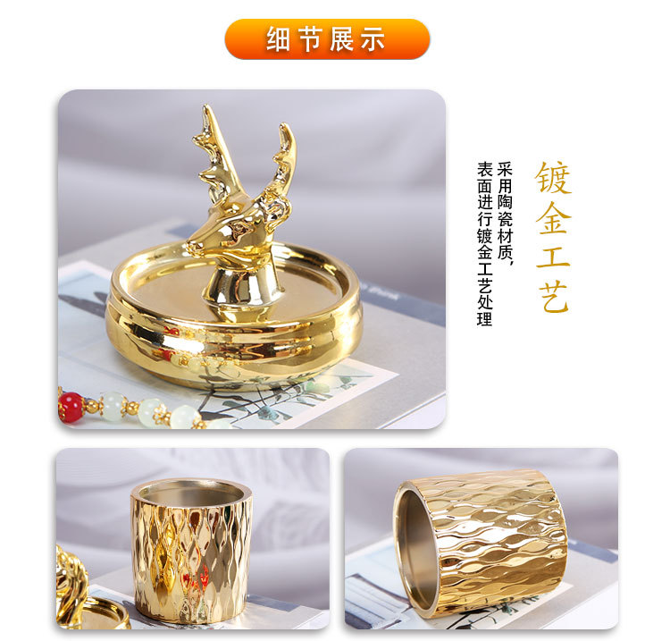 Ceramic handicrafts, animal gold storage sealed storage jar, candle fragrance jar, decorative items, home jewelry display box pic 4