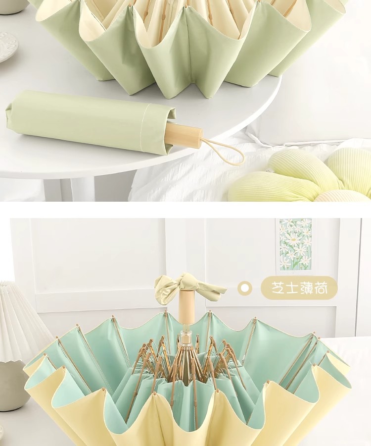 16-bone retro color rubber sun umbrella, all-purpose umbrella for female ins students, wind-resistant, sun-proof and UV-protective sunshade pic 48