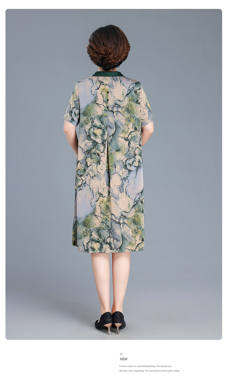 中年妈妈夏装连衣裙2024夏季新款中老年女装宽松遮肚时尚减龄裙子详情13