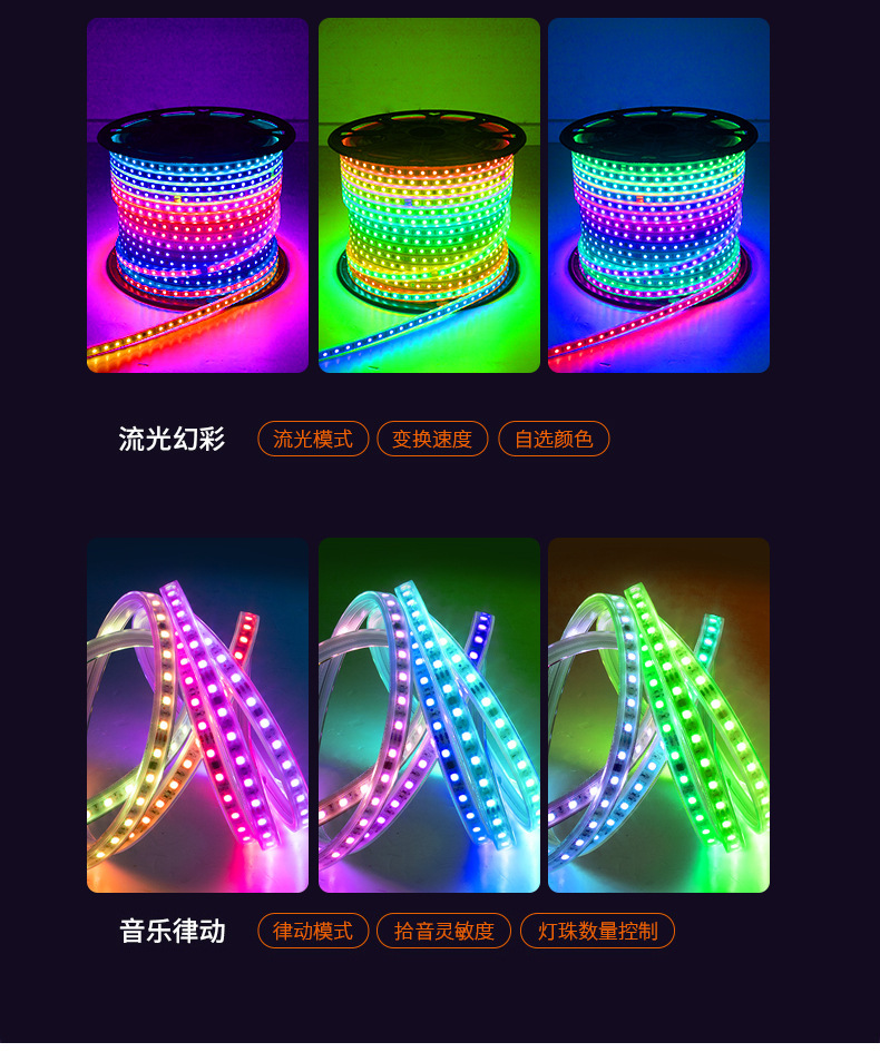 المصابيح الوهمية العابرة للحدود من طراز RGB ذات مزود بإضاءة فائقة 5050 من مصابيح الهواء الطلق المضادة للمياه pic 15