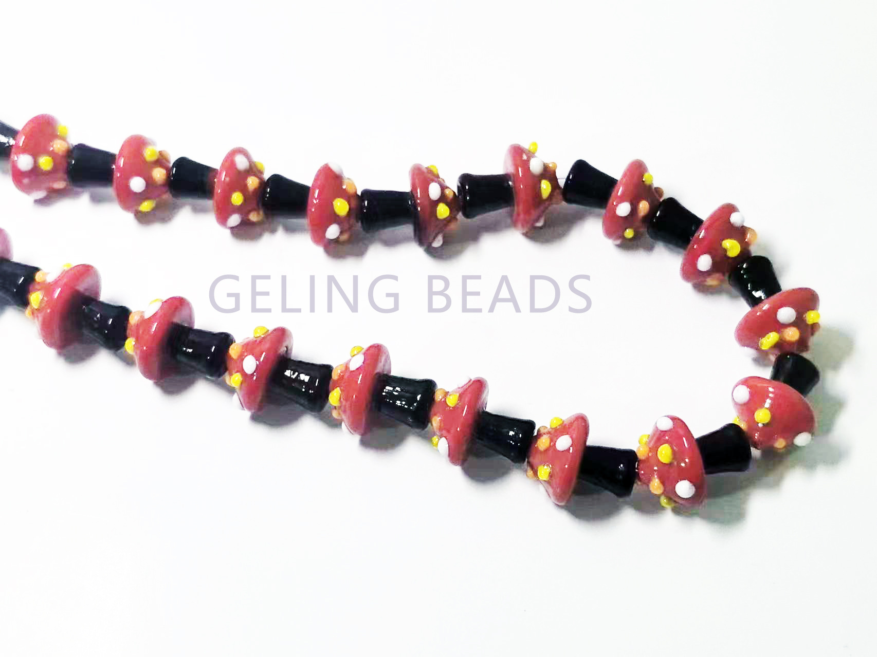 精美古法灯工香灰琉璃蘑菇耳环项链手链手机链斜挎链DIY饰品配件详情4