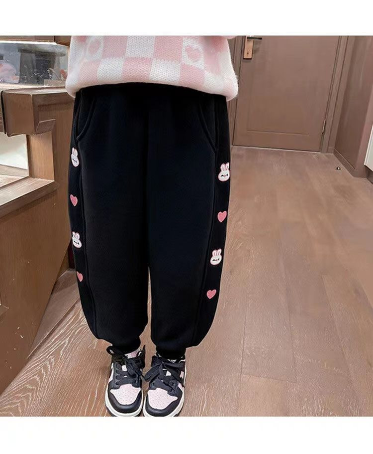 女童加绒裤子秋冬季2023新款运动裤中小童加厚休闲裤冬款儿童卫裤详情22