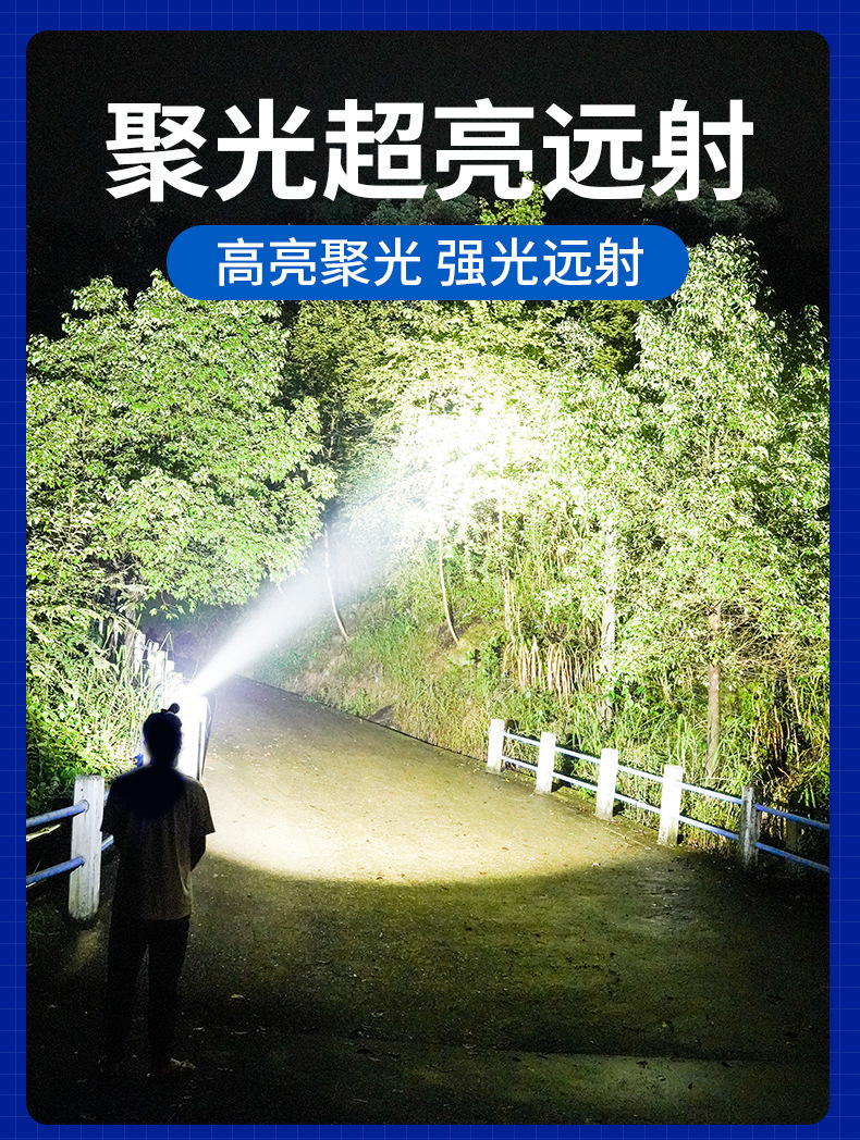 感应头灯长续航强光充电超亮LED户外钓鱼灯头戴式矿灯手电筒批发详情6