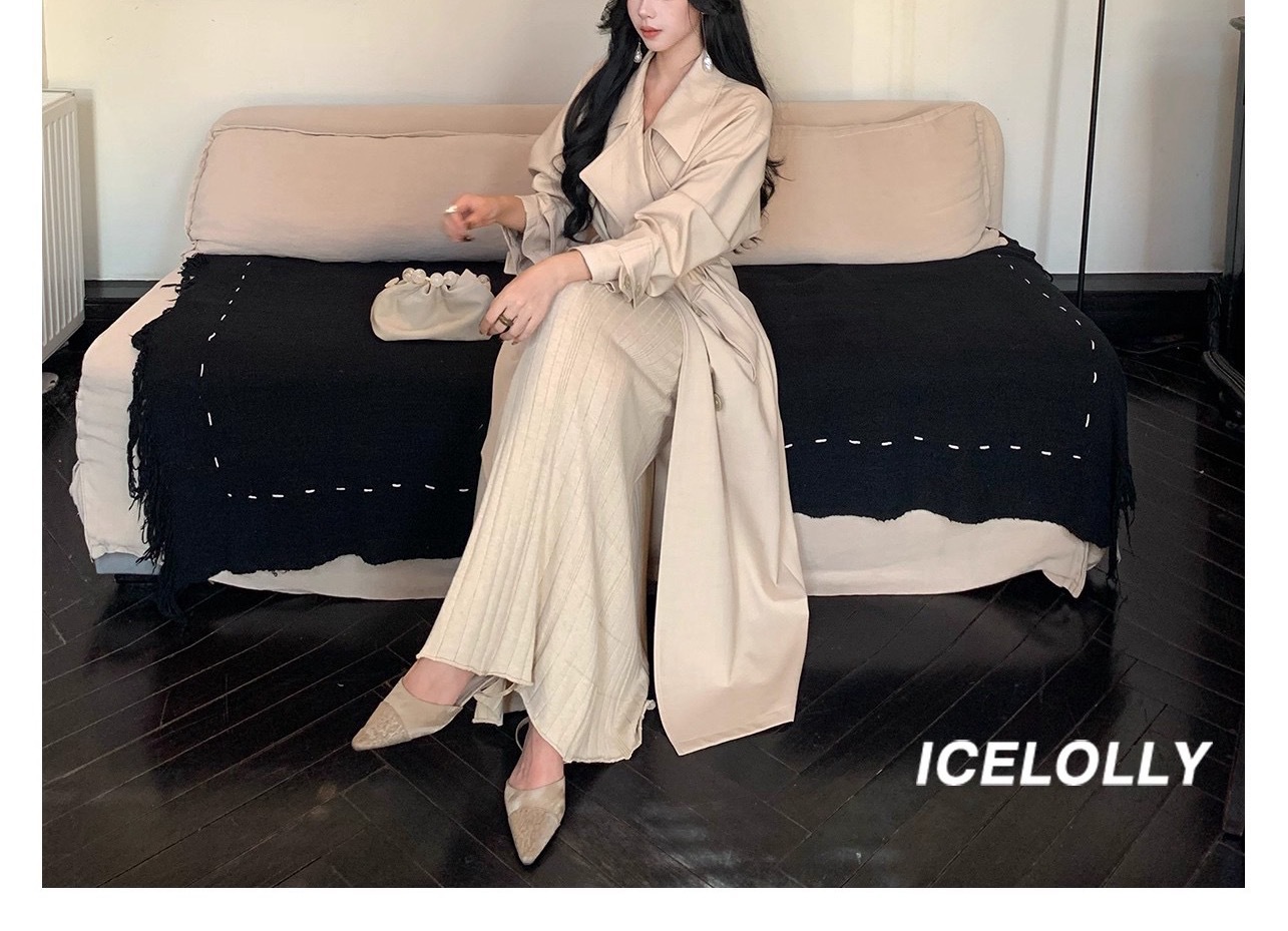 ICELOLLY巨好看收腰风衣外套女2025新款早秋小个子中长款大衣详情7