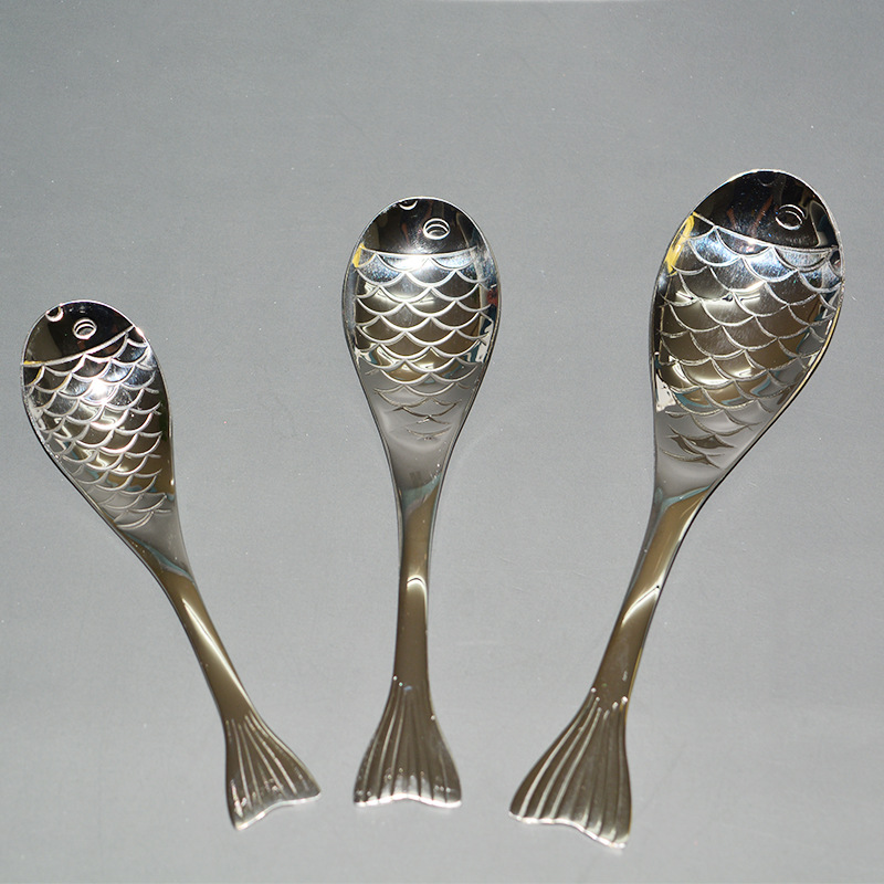 Customized 304 stainless steel spoons, soup spoons, creative and simple cartoon fish spoons, dessert spoons, spoons and salad mixing spoons pic 5