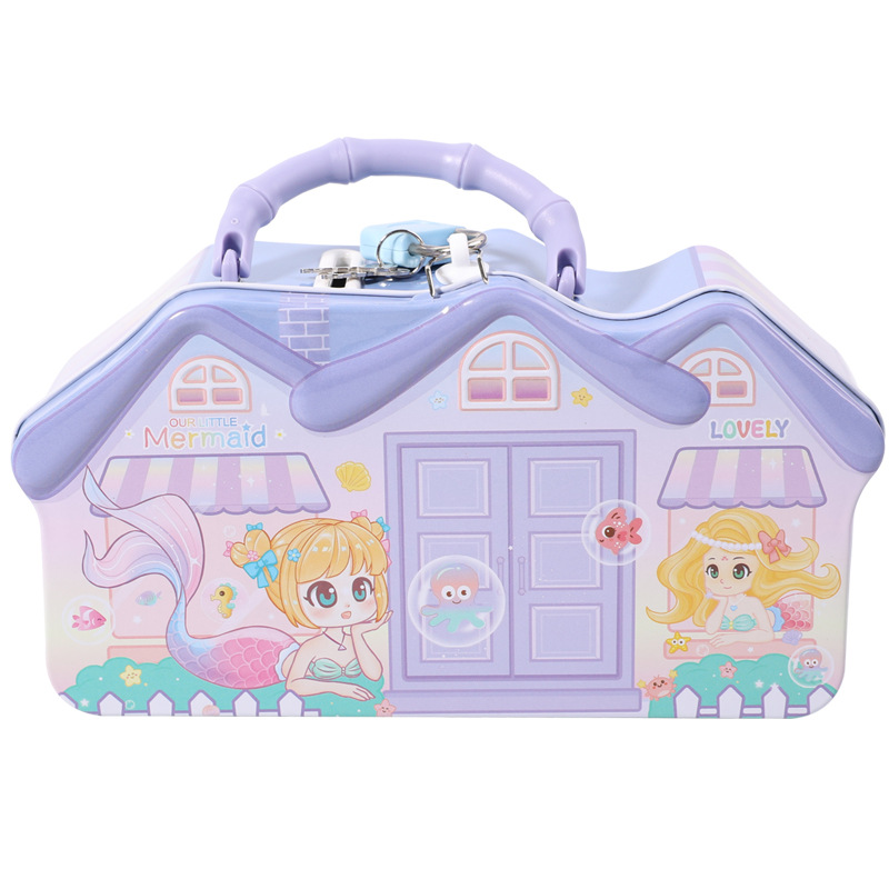 Cartoon iron house, survival money box for men and women, children's cartoon creative piggy bank, home ornaments, loose change storage box pic 15