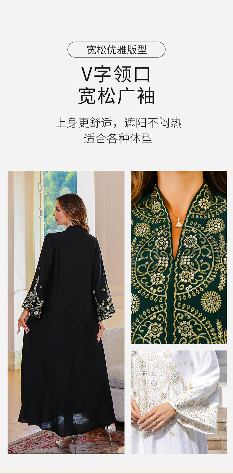 En stock europa y américa crossover musulmán mujer robe Medio Oriente dubai vestido abaya bordado robe grande vestido de noche pic 6