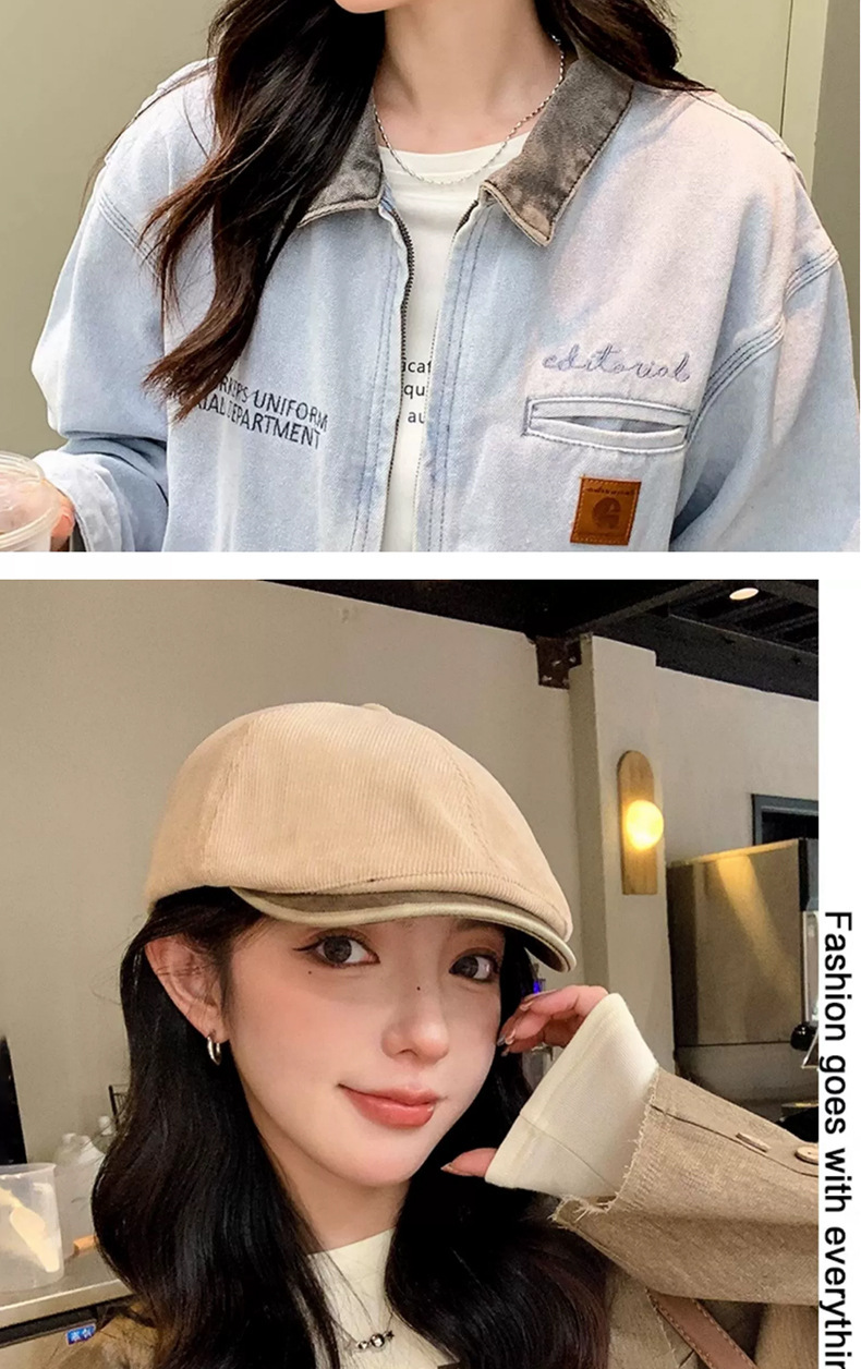 英伦风复古日系前进帽子女春秋季出游百搭显脸小反戴报童画家帽潮详情10