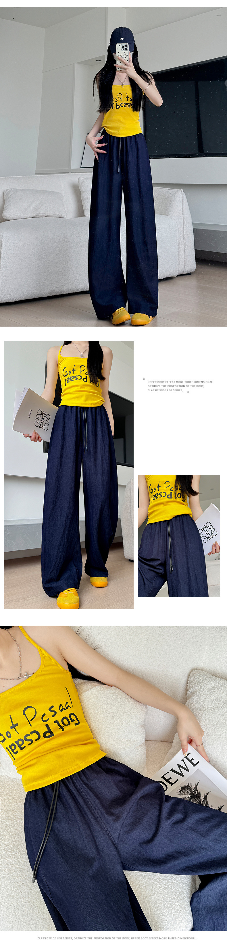 藏青牛仔裤夏季女装2025新款裤子女显瘦宽松阔腿裤垂感休闲弯刀裤详情10