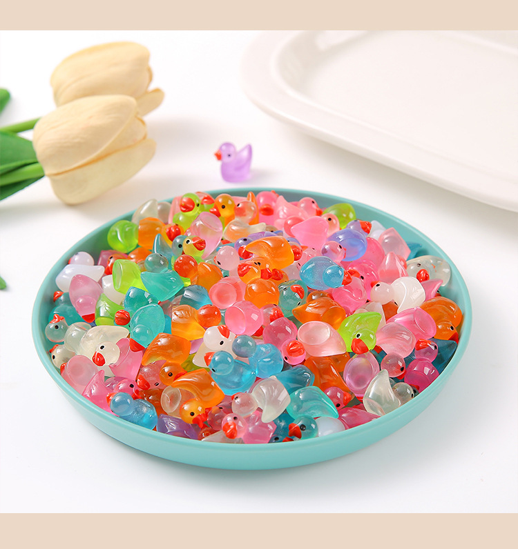 Mini glow-in-the-dark duck toy desktop car decoration miniature animal trinkets diy handmade resin pic 13