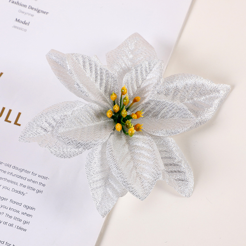 Christmas five-pointed flower decorations, home DIY accessories, plastic flannel, Christmas decorative flower handicrafts, gifts, creative soap flowers pic 6