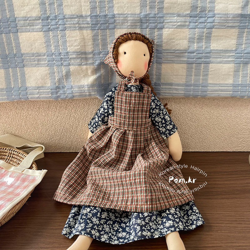 New Korean-style sweet floral dress doll, little girl baby, stylish carrier dress headscarf doll figurine pic 12