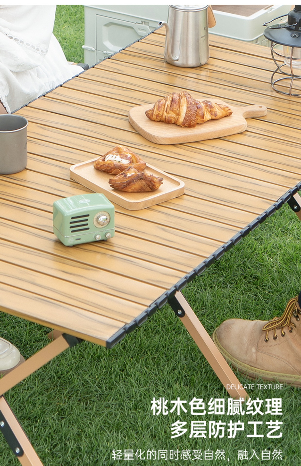 户外折叠桌野餐野营折叠桌子便携式碳钢露营桌椅装备用品蛋卷桌详情7