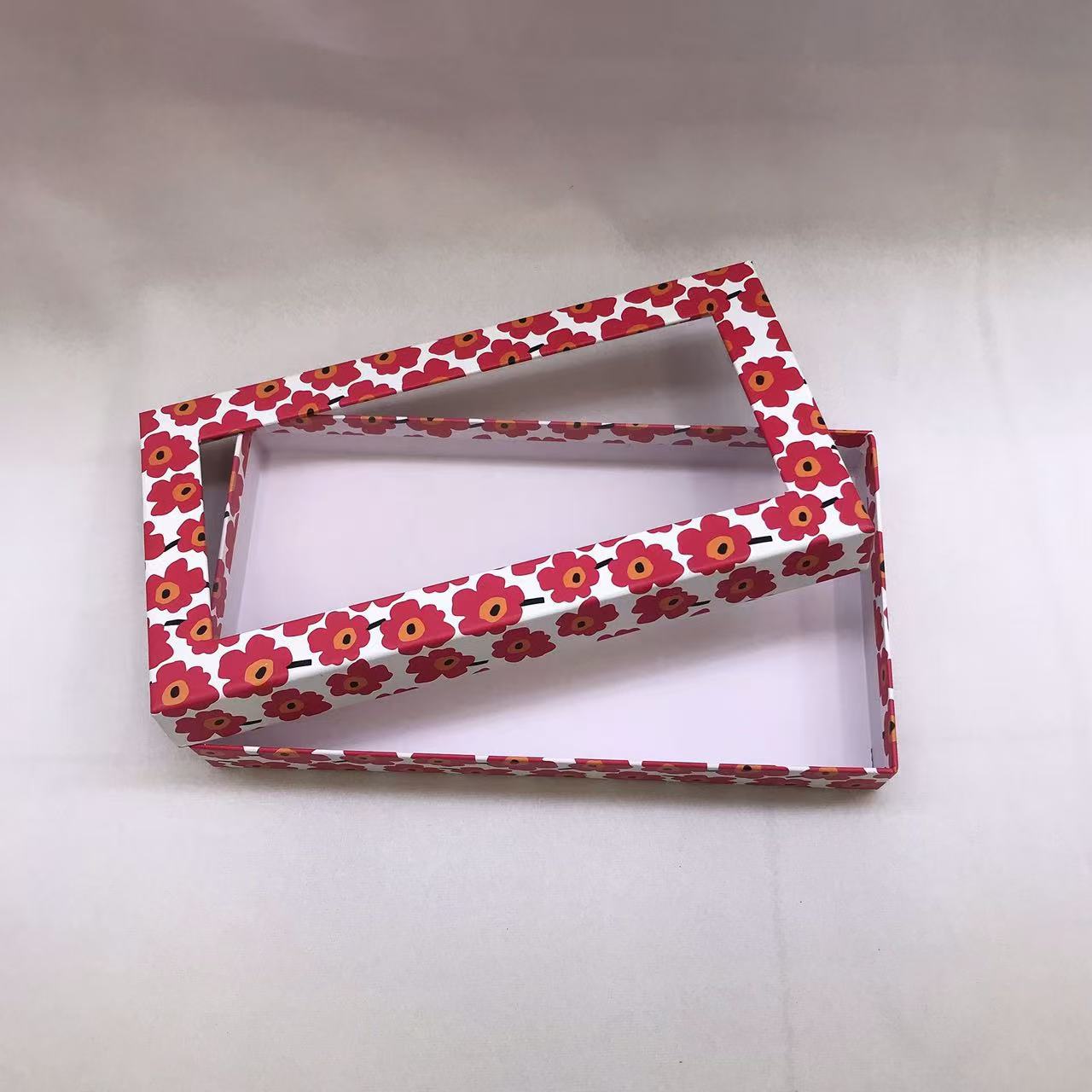 In stock, exquisite red printed silk scarf box, PVC window top and bottom cover gift box, pajamas and shirt packaging box pic 8