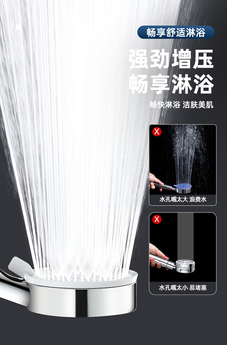 增压花洒喷头家用超强高压大出水量淋雨冲凉强力雨洒淋浴头通用型详情5