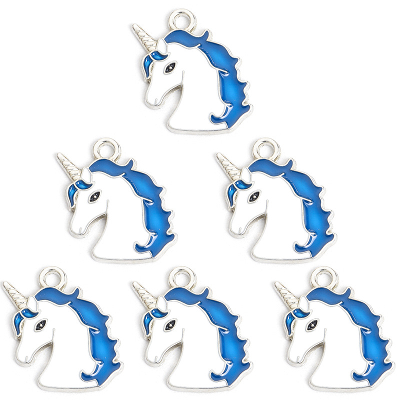 时尚卡通独角兽滴油合金挂件DIY饰品配件手链项链耳环钥匙扣吊坠详情15