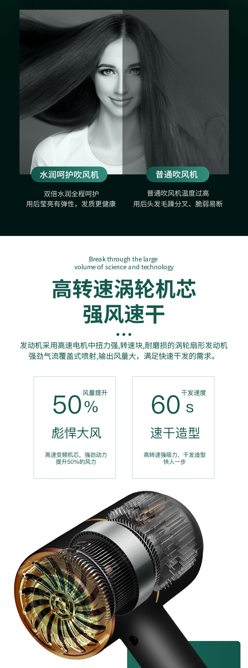 Cross-border new model hair dryer, household dormitory small power cold and hot hair dryer, blue light hair dryer manufacturer wholesale gift M142 pic 6