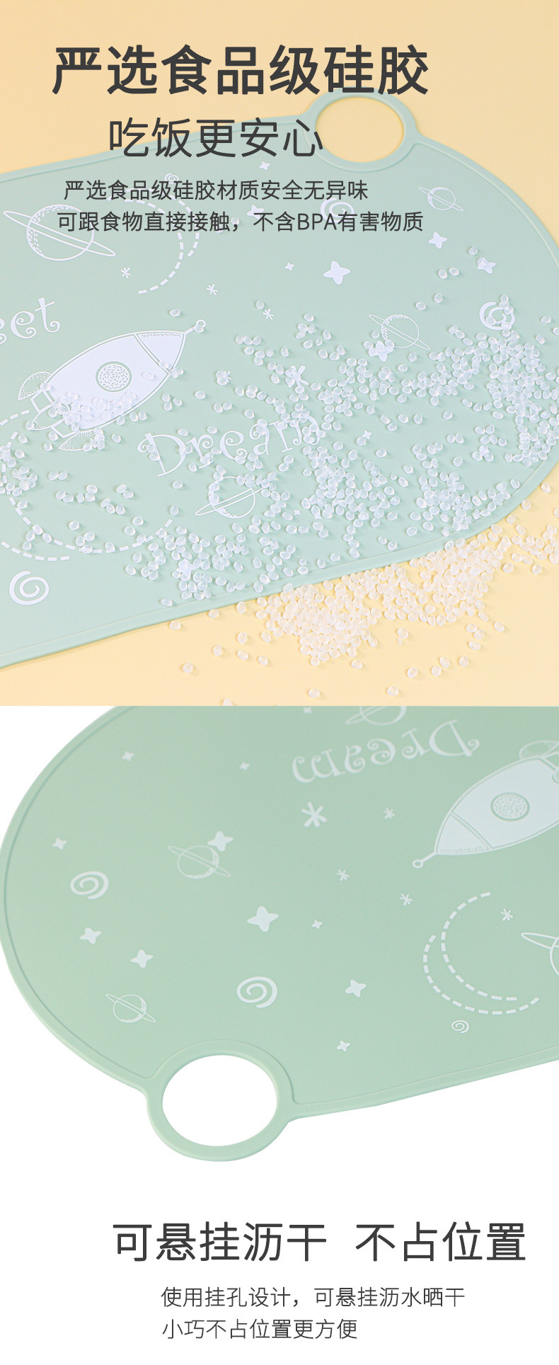 儿童防滑硅胶隔热餐垫餐桌防烫防水防油简约杯垫圆形幼儿园餐盘垫详情2