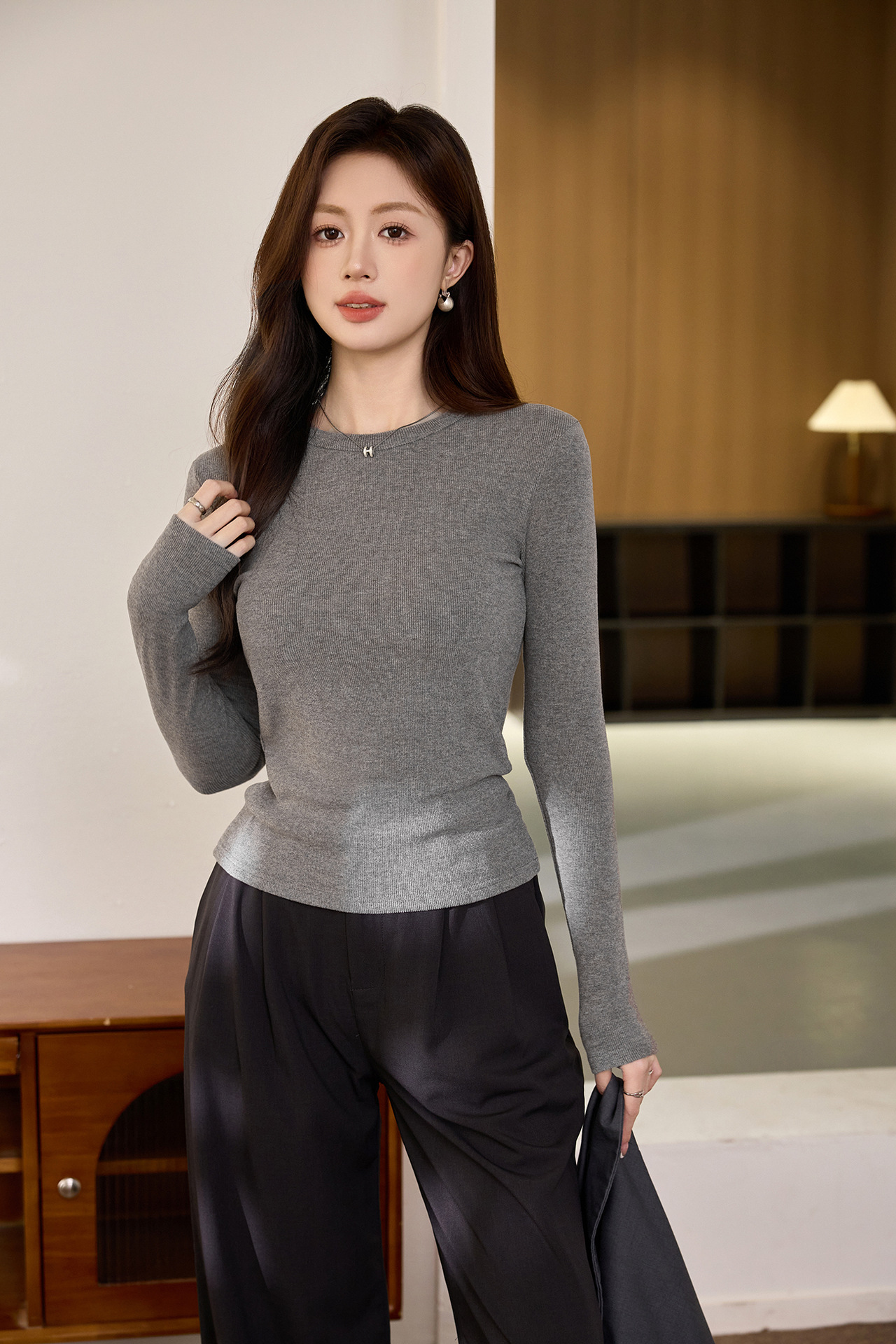 #双面磨毛# 精品慕斯羊绒软糯T恤女长袖2025秋冬新款内搭打底衫详情20