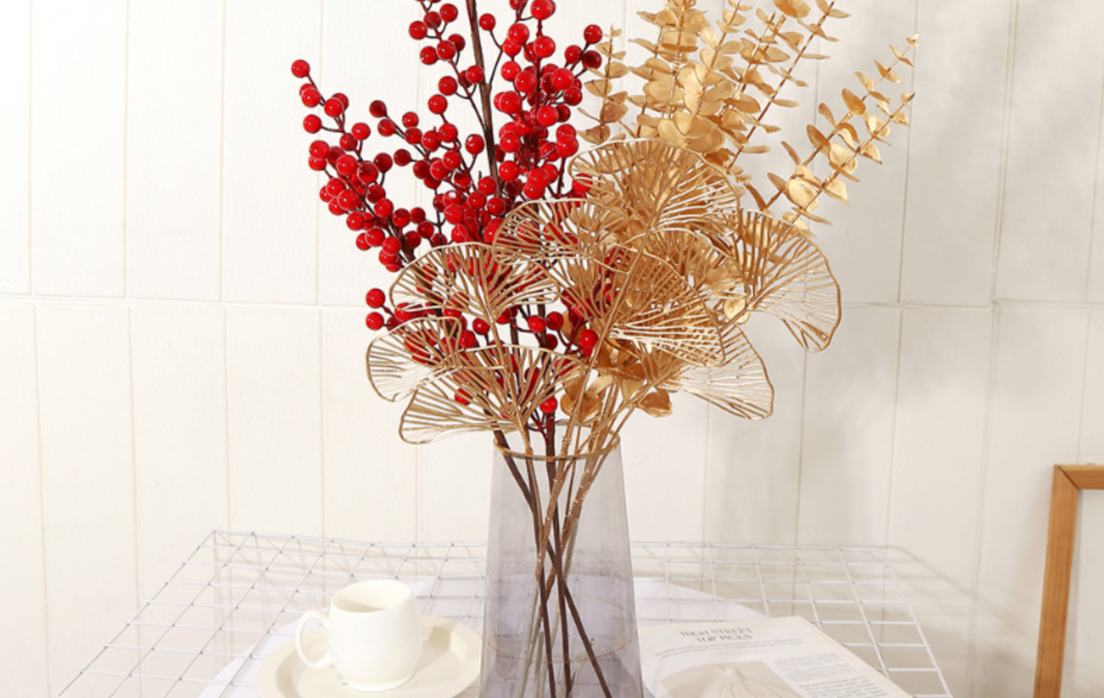 红果果仿真花福桶diy插花仿真冬青果新年装饰花年宵花批发详情16