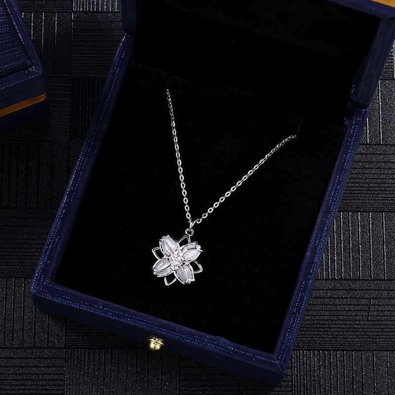 卓恒甄选S925银多层樱花项链纯银小众气质项链简约时尚梦幻吊坠详情4