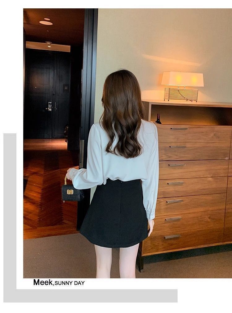 Irregular ruffled lapel shirt top for women, a unique and stylish autumn/winter 2025 new style shirt pic 9