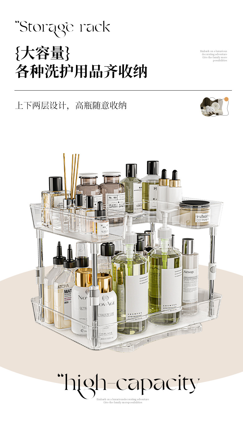 厨房多功能旋转置物架多层调料置物架免打孔水槽无极伸缩收纳神器详情5